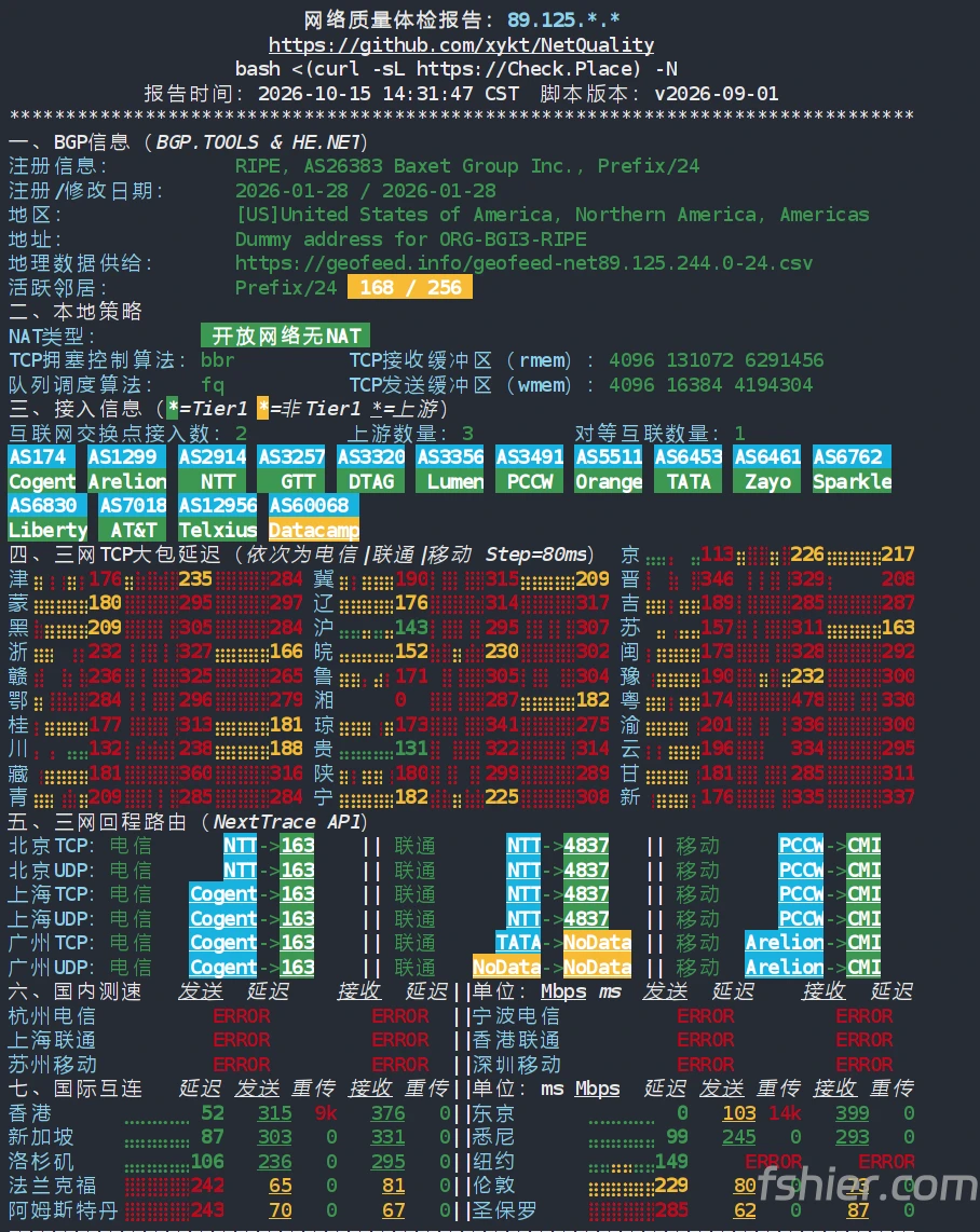 digitalcloud 日本东京VPS 网络质量测试